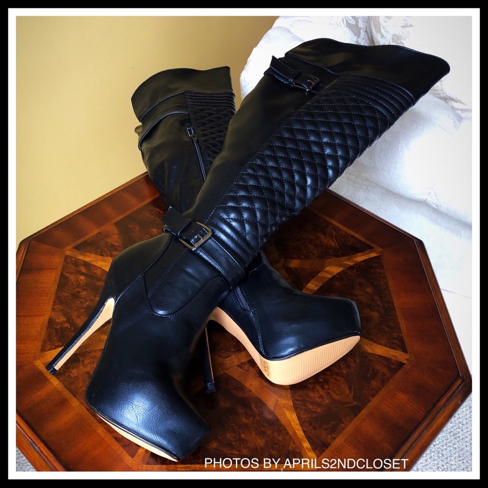 NATURE BREEZE VEGAN LEATHER OVER THE KNEE BOOTS - Picture 2 of 8